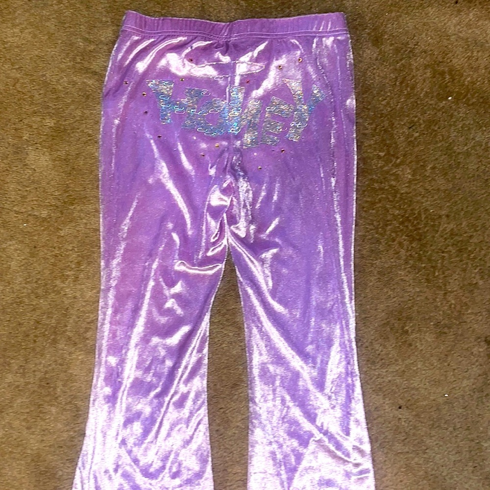 COPY - Lilac Velvet Honey print flare pants.